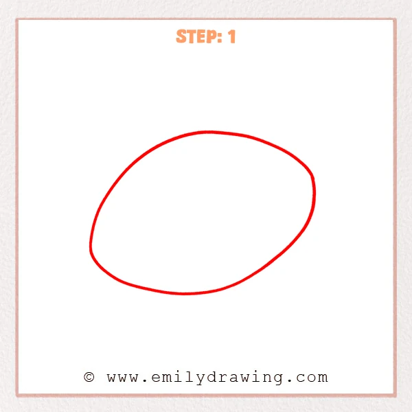 how to draw a cartoon football - A single tilted oval outline forming the base shape of a cartoon football.